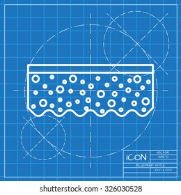 Vector classic blueprint of sponge icon on engineer and architect background 