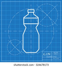 Vector classic blueprint of sunflower oil bottle template on engineer and architect background 