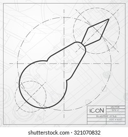 Vector classic blueprint of tailor needle threader icon on engineer and architect background 