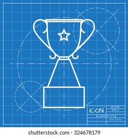 Diseño clásico vectorial del icono de goblet trofeo sobre el fondo de ingeniero y arquitecto . Premio ganador 