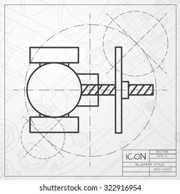 Vector classic blueprint of valve icon on engineer and architect background 