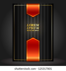 Vector classic brochure template design with ribbon. EPS 10