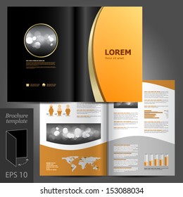 Vector Classic Brochure Template Design With Golden Elements. EPS 10