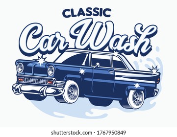vector of classic car wash design