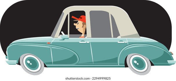 Vector classic 
cartoon car illustration.. 