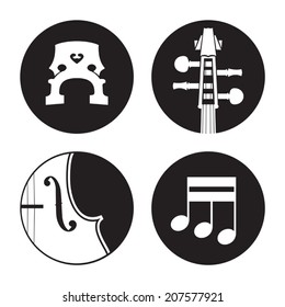 Vector classic cello black and white icons isolated