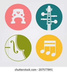 Vector classic cello colored icons isolated