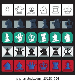 vector classic chess icons set