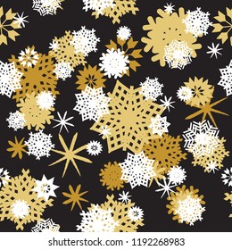 Vector Classic christmas pattern. Winter seamless snowflakes pattern. Seamless pattern for fabric, wrapping paper or wallpaper. Winter. Snow. Gold.
Christmas pattern. New year 2019.