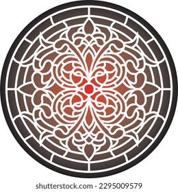 Vektorklassisch gefärbte runde Ornamente. Rotes Muster in einem Kreis. Zeichnung von Griechenland und antiken Rom. Blumenzeichnung.