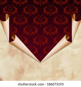 Vector classic curled wallpaper with damask ornament