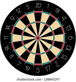 vector classic dartboard with black, green and red sectors