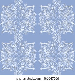 Vector classic decor pattern element in Eastern Style. Ornamental lace pattern for wedding invitations and greeting cards, backgrounds, fabrics, textile. Blue serenity color