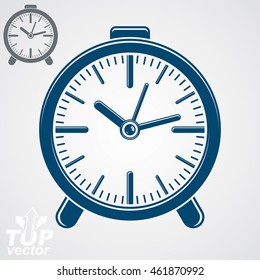 Vector classic desk clock, additional version included. Eps 8 highly detailed vector illustration. Wake up conceptual symbol.