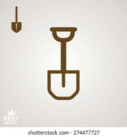 Vector classic dig spade isolated on white backdrop, simple version included. Graphic realistic shovel with a handle.