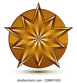 Vector classic emblem isolated on white background. Aristocratic golden star, clear EPS 8.