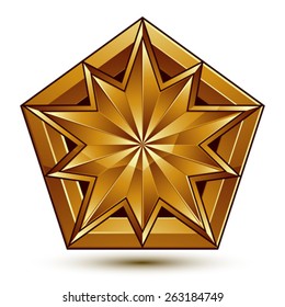 Vector classic emblem isolated on white background. Aristocratic golden star, clear EPS 8.