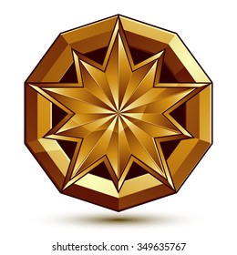 Vector classic emblem isolated on white background. Aristocratic golden star, clear EPS 8.