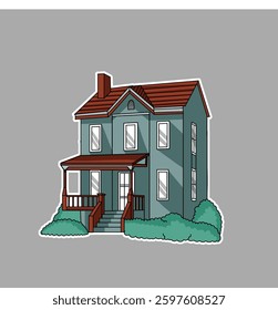 vector of classic european style house with brick wall