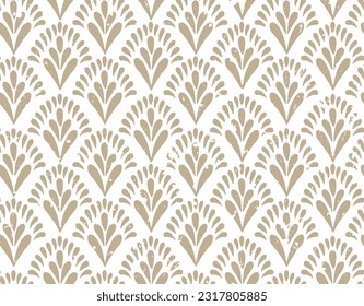 Vector Classic Floral art nouveau Seamless pattern. Stylish abstract art deco texture beige pattern on white background.