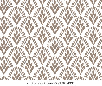 Vector Classic Floral art nouveau Seamless pattern. Stylish abstract art deco texture brown pattern on white background.