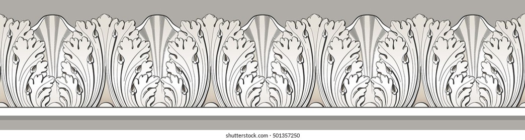 Vector classic floral  border, moldings from plaster. 