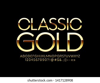 Vector Classic Gold alphabet set. Premium rich Font. Elegant Letters, Numbers and Symbols