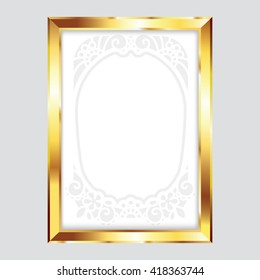 Vector Classic gold frame for pictures and images.Blank gold picture frame