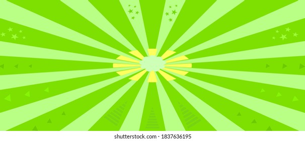 Vector : Classic green color halftone with fractal rays starburst retro style, abstract background wallpaper template frame backdrop illustration pattern seamless graphic design