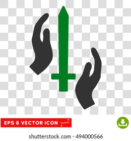 Vector Classic Guard Sword EPS vector icon. Illustration style is flat iconic bicolor green and gray symbol on a transparent background.