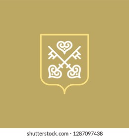 vector classic heraldic key logo on background