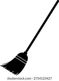Vector Classic household sweeping implement broomstick cleaning supply silhouette Illustration