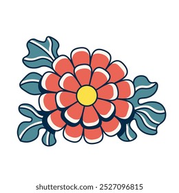 Vector Classic Japanese Flower Illustration Tattoo Isolated