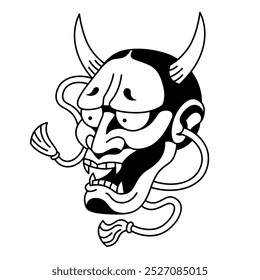 Vektor Klassische japanische Hannya Maske Illustration Tattoo