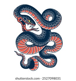 Vector Classic Japanese Snake Illustration Tattoo Isolated