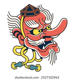 Vector Classic Japanese Tengu Mask Illustration Isolated