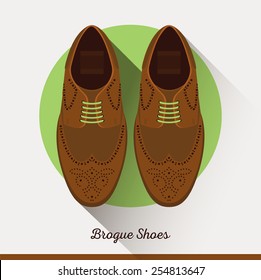 Vector classic leather Brogue Shoes. Businessman stylish accessories. Flat icon male accessories. Business icon. Retro.