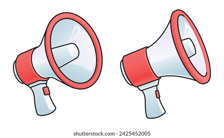 Vector classic megaphone illustration set.