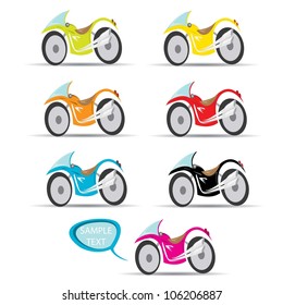 vector classic motorcycle icon set. color bike collection.