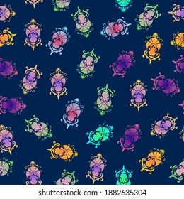 Vector classic on a dark blue background. Floral art nouveau seamless pattern. Stylish abstract art deco texture.