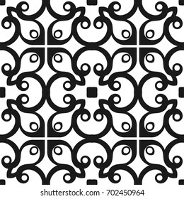 Vector classic ornamental black and white pattern. Seamless abstract background with repeating elements