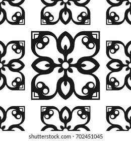 Vector classic ornamental black and white pattern. Seamless abstract background with repeating elements