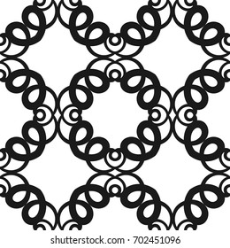 Vector classic ornamental black and white pattern. Seamless abstract background with repeating elements