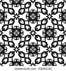 Vector classic ornamental black and white pattern. Seamless abstract background with repeating elements
