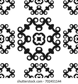 Vector classic ornamental black and white pattern. Seamless abstract background with repeating elements