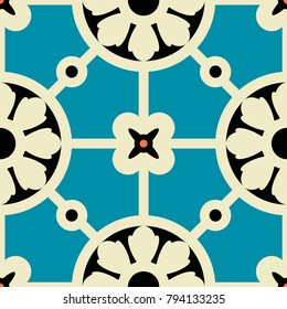 Vector classic Portuguese geometric seamless square pattern