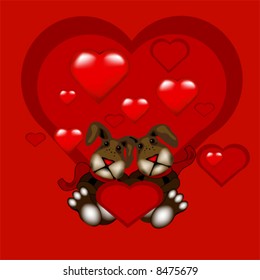 Vector “Love Bunnies” is a classic rabbit with big beautiful feet and a cold red nose.
