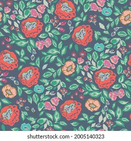 Roda vectorial clásica y retro, flores motivos de ilustración botánica de patrón de repetición sin inconvenientes imagen digital de archivo decoración del hogar tela de impresión o moda