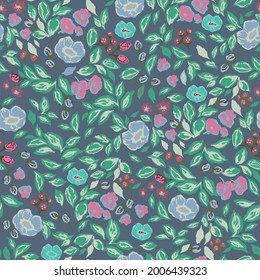 Vector classic and retro rose, flowers botanical illustration motif seamless repeat pattern digital file artwork home decor print or fashion fabric