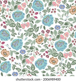 Vektorklassische und Retro-Rose, Blumenmotive botanische Illustration nahtlose Muster-digitale Datei-Kunstwerk-Innendekor oder Modegewebe